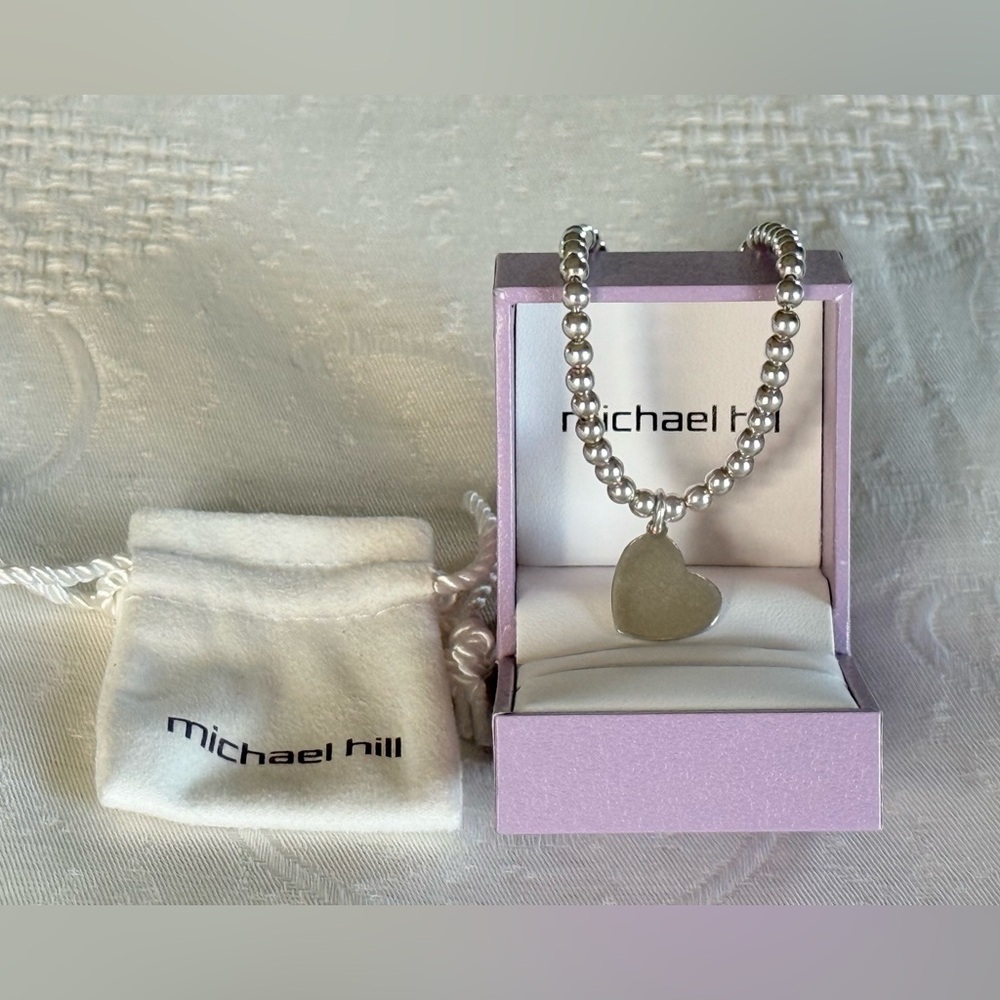 Michael Hill matching Heart Bead Necklace & Bracelet in Sterling Silver